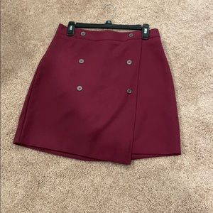 Elegant Burgundy Buttoned Women's Skirt